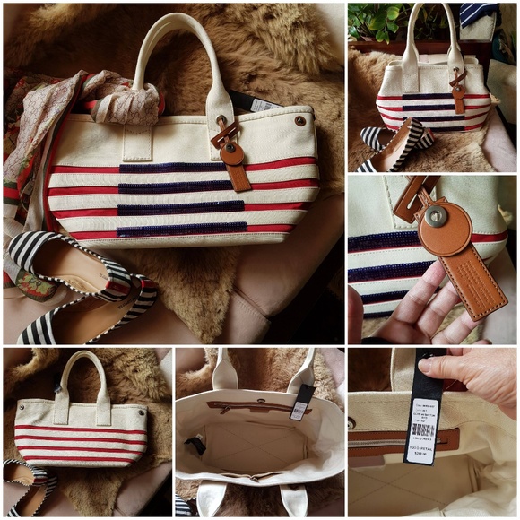 MARC JACOBS ST TROPEZ LARGE CANVAS TOTE, ECRU, NWT - Picture 4 of 8